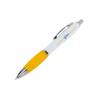Bolígrafos antibacterianos - Bolígrafos antibacterianos amarillos y blancos, diseño ergonómico único; ¡consígue higiene y publicidad a precios increíbles!