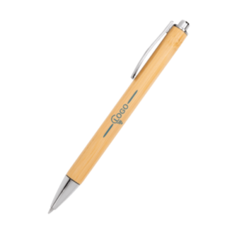 Bolígrafos de bambú: diseño elegante, tonos madera y detalles metálicos. Ideales para una opción promocional ecológica y personalizable